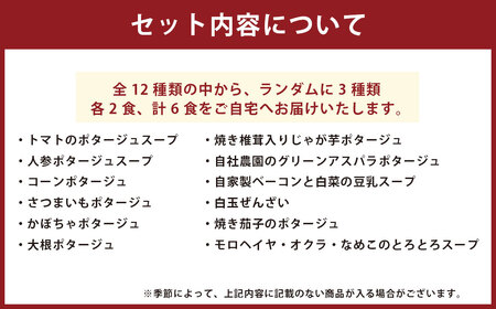 【定期便3回】 ぶどうの樹 シェフ 特製 スープ セット 6食 3種