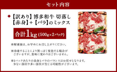 【2026年2月発送】【訳あり】博多和牛 切落し 1kg ［切り落とし 牛肉］