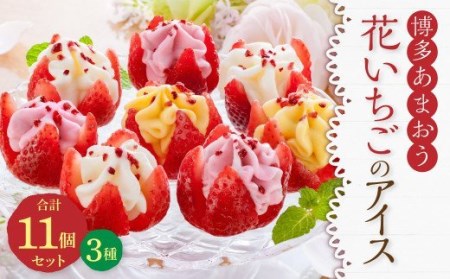 博多あまおう 花いちごのアイス 計11個 3種セット 練乳 マンゴー (A-DR)【配送不可地域：離島】
