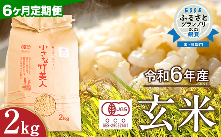 【6か月定期便】令和6年産 小さな竹美人 玄米 2kg(2kg×1袋) 米 玄米 株式会社コモリファーム《お申込み月の翌月から出荷開始》