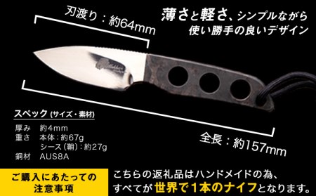 ポケットスキナー ハンドメイドナイフ 専用シース付き makkari knives