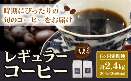コーヒー 珈琲 珈琲豆 レギュラーコーヒー 豆タイプ 定期便 6か月(計2.4kg) このみ珈琲《お申込み月の翌月から出荷》ギフト 福岡県 鞍手町 送料無料