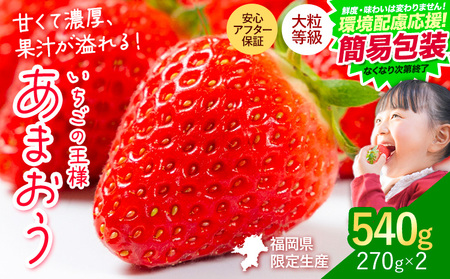 ★2026年出荷分★【先行予約】簡易包装版 環境配慮応援企画 いちご あまおう 540g 【着日指定不可】《2月中旬-4月末頃出荷》 いちご