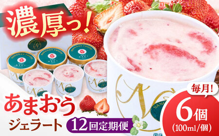 【全12回定期便】【2026年4月以降発送】福岡産 あまおう ジェラート 100ml×6個 桂川町/南国フルーツ株式会社 [ADBW047] あまおう ジェラート あまおういちごアイス