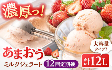 【全12回定期便】【2026年4月以降発送】福岡産 あまおう ジェラート 1000ml 桂川町/南国フルーツ株式会社 [ADBW050] あまおう ジェラート あまおういちごアイス