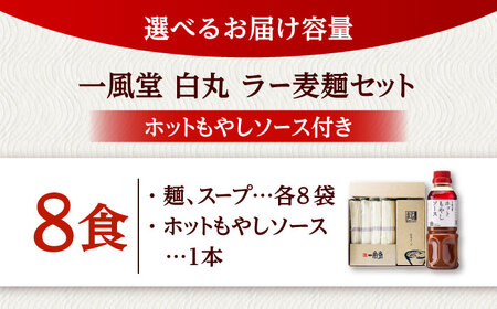 ラー麦使用「一風堂」とんこつラーメン 白丸合計８食【ホットもやしソース付き】 桂川町/博多漁師の里 [ADCA005] 