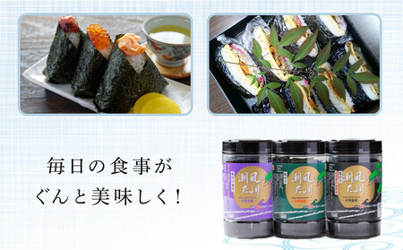 【定期便6回】潮風のたより3種セット　有明のり　10切80枚(板のり8枚分)