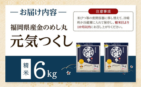 <令和7年産>福岡県産金のめし丸元気つくし 6kg(3kg×2袋)