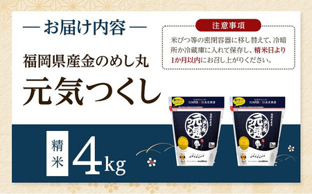 <令和7年産>福岡県産金のめし丸元気つくし 4kg(2kg×2袋)