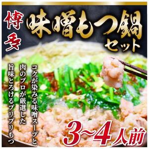 博多味噌もつ鍋 3～4人前 牛もつ400g ( 200g×2パック )【もつ鍋 ホルモン 牛もつ 人気もつ鍋 ギフトもつ鍋 贈り物 もつ鍋 鍋 味噌 みそ 】