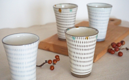 【小石原焼 まるた窯】三彩 ショートカップ 2個セット C26