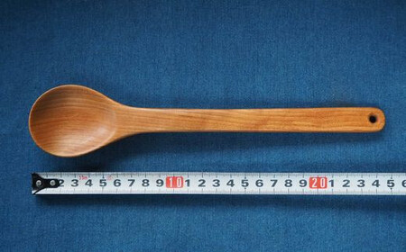 手仕事工房「東峰木人」作-大さじの計量ができる山桜の木ベラ H32