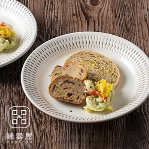 小石原焼 カネハ窯 飛び鉋プレート【大】(白×白ツヤ) AA38