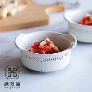 小石原焼 カネハ窯 飛び鉋グラタン皿(白ツヤ×S) AA111