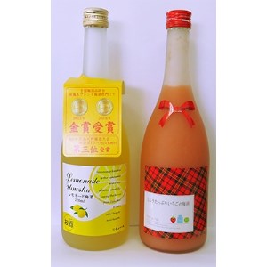 「レモネード梅酒(9度)」と「ミルクたっぷりいちごの梅酒(8度)」のセット【1095091】