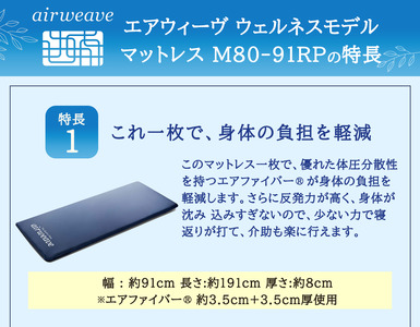 エアウィーヴ ウェルネスモデル マットレス M80-91RP ベッドマットレス ベッド  マットレス セミダブル ダブル クイーン オールシーズン対応 ぐっすり ホテル 安眠 快眠 健康 高反発 腰 肩 熟睡 寝具 寝心地 新生活 洗える 洗濯可 送料無料 体圧分散