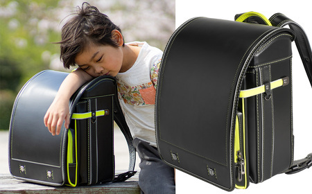 [amant] ランドセル 5Lワイド 低反発クッション 男の子 (ブラック×イエロー) [50007] AY241