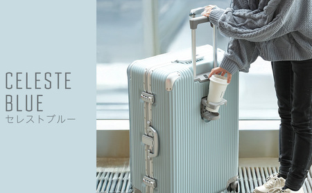[PROEVO]アルミフレーム スーツケース ストッパー付き 修学旅行に最適 ML (エンボス/セレストブルー) [12003S]　AY364lm