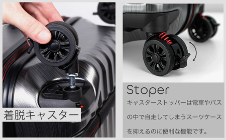 [PROEVO-AVANT]フロントオープン スーツケース 機内持ち込み対応 ストッパー付き SS（エンボス/グレー） [10005S] AY188-gr