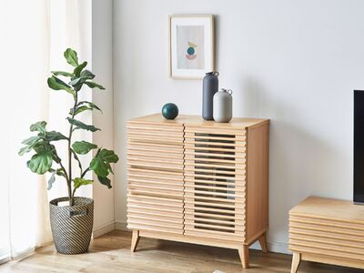 【開梱・設置】アゼル 80cm サイドボード（ナチュラル）　AX003