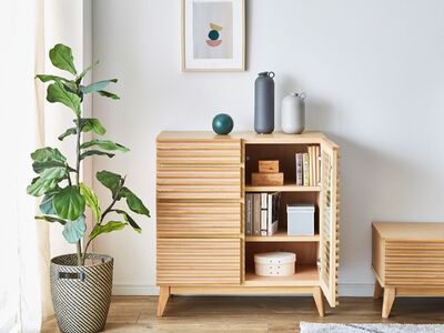 【開梱・設置】アゼル 80cm サイドボード（ナチュラル）　AX003