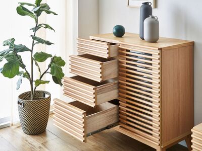 【開梱・設置】アゼル 80cm サイドボード（ナチュラル）　AX003