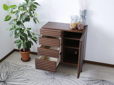 【開梱・設置】アゼル 80cm サイドボード(ブラウン) AX004