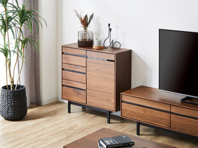 【開梱・設置】ロゼッタ 80cm サイドボード（ウォールナット）　AX036