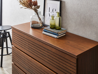 【開梱・設置】ラスティー 120cm ローチェスト(ウォールナット) AX030