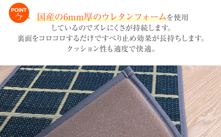 お手入れフリーキッチンマットチェック（43×180）（色：ネイビー）　AA014