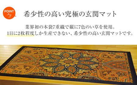 い草玄関マット「万華鏡」（95×150）（ブラウン）　AA177