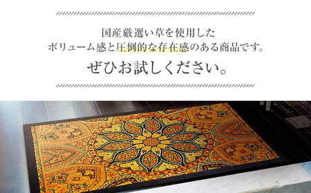 い草玄関マット「万華鏡」（95×150）（ブラウン）　AA177
