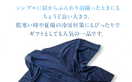 ショール 大判 手染めガーゼショール フルサイズ NAVY（藍染+草木染） 手染め ガーゼ 天然染料 紺 濃紺 ギフト AO007