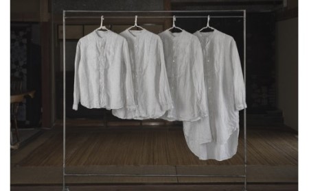 手染めリネン切替シャツ サイズ 2 LIGHT GRAY（薄墨染）　AO024