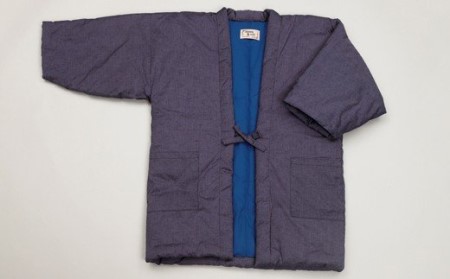 久留米はんてん　紳士紬はんてん　フリーサイズ（パープルグレー）　BA008