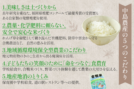 令和7年産 予約 合鴨米「ヒノヒカリ」(玄米・5kg)定期便6回コース※2025年10月中旬より順次出荷予定(隔月発送予定) BI04