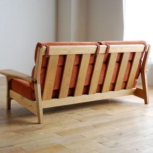 【開梱・設置】ソファ 極しゃもじ ソファ195 ナチュラル/SP-OR-B オレンジ　AL374