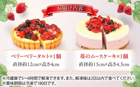 ケーキ・タルトセット（苺のムースケーキ・ベリーベリータルト） けーき いちご イチゴ 苺ケーキ たると スイーツ デザート ベリー 洋菓子 お菓子 スポンジ 冷凍  広川町 / イートウェル株式会社 [AFAK152]