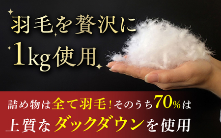 【工場直送】国産「筑後七国」ダックダウン70% 1.0kg使用 羽毛掛けふとん 色柄お任せ 掛け布団 布団 ふとん フトン 寝具 羽毛 羽毛布団 シングル 1人 ダックダウン 軽量 高品質 安眠 ダック ダウン 福岡 国産 日本製 広川町 / ヒラモリ株式会社 [AFAO021]