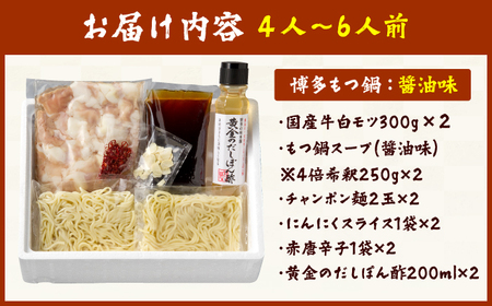 厳選国産牛 博多もつ鍋（醤油味）（4-6人前） / もつ鍋[AFBY010]