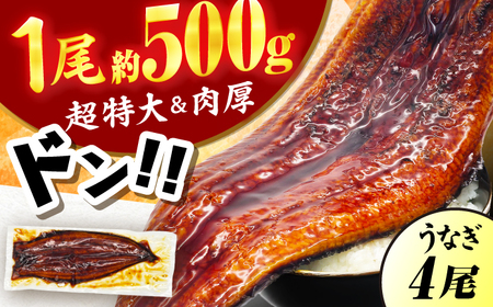 【新登場】【1尾約500g】超特大うなぎ蒲焼×4尾　広川町 / 株式会社イールファクトリー[AFBS034]