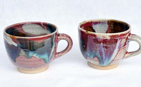 【上野焼香春徹山窯】ペア 多目的 カップ 2個 セット ／ マグカップ 陶器 食器 手作り 日用品 180,000円