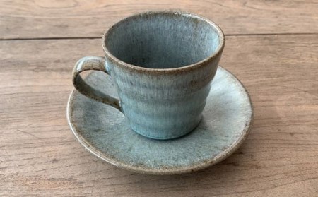 仲哀焼鏡山窯元】ソーサー付き コーヒーカップ (高さ 7cm / 飲み口幅
