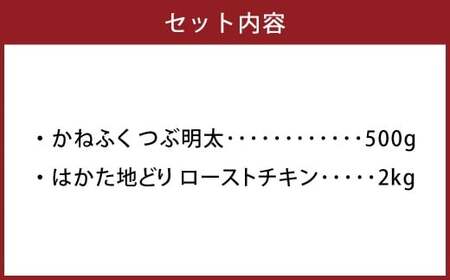ローストチキン2kg・つぶ明太セット500g ローストチキン 鶏肉 お肉 つぶ明太 明太子 卵 海鮮 魚介類 セット 冷凍 福岡県 糸田町
