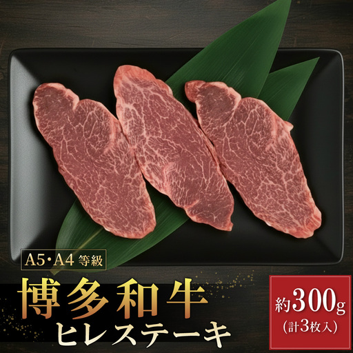 【A5A4等級】博多和牛ヒレステーキ 約300g(3枚入) 3V9