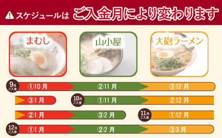 【全3ヵ月定期便】U99-87 豚骨ラーメン食べ比べ定期便（毎月・年3回） 福岡 豚骨 とんこつ 豚骨ラーメン 麺 ラーメン チャーシュー 高菜 定期便 食べ比べ