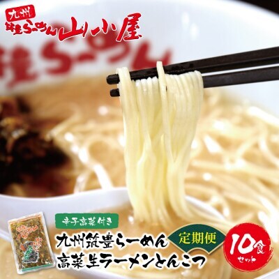 W54-81 筑豊豚骨ラーメン 高菜生ラーメンとんこつ10食セット(隔月・年6回) ラーメン