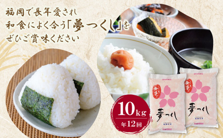 W17-88 無洗米 福岡県産・夢つくし10kg定期便(毎月・年12回)