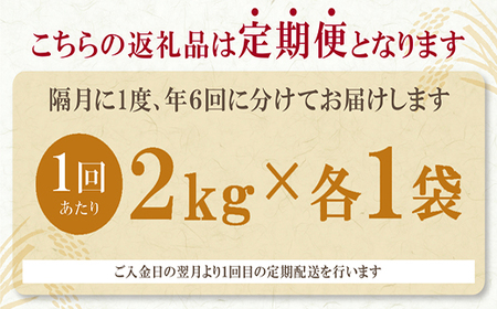 P17-84 無洗米 福岡県産米3品種セット6kg 定期便(隔月・年6回) 【FJS】 【fukuchi00】