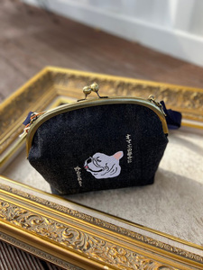 動物愛護 岡山デニム がま口 フレンチブルドッグ[BGBE007] がま口 がま口